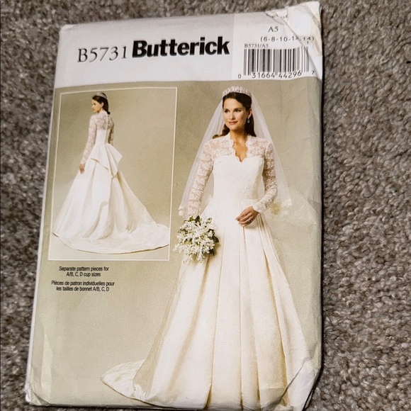 Vintage Butterick “B5731” Elegant White Lace Wedding Dress Seeing Pattern (New) - Picture 6 of 8
